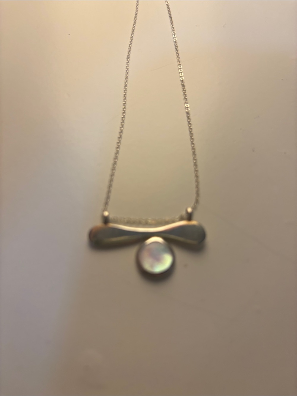 OOAK Artisan Sterling silver abstract necklace with mother of pearl